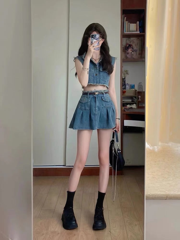 Skirt Denim Coord Set