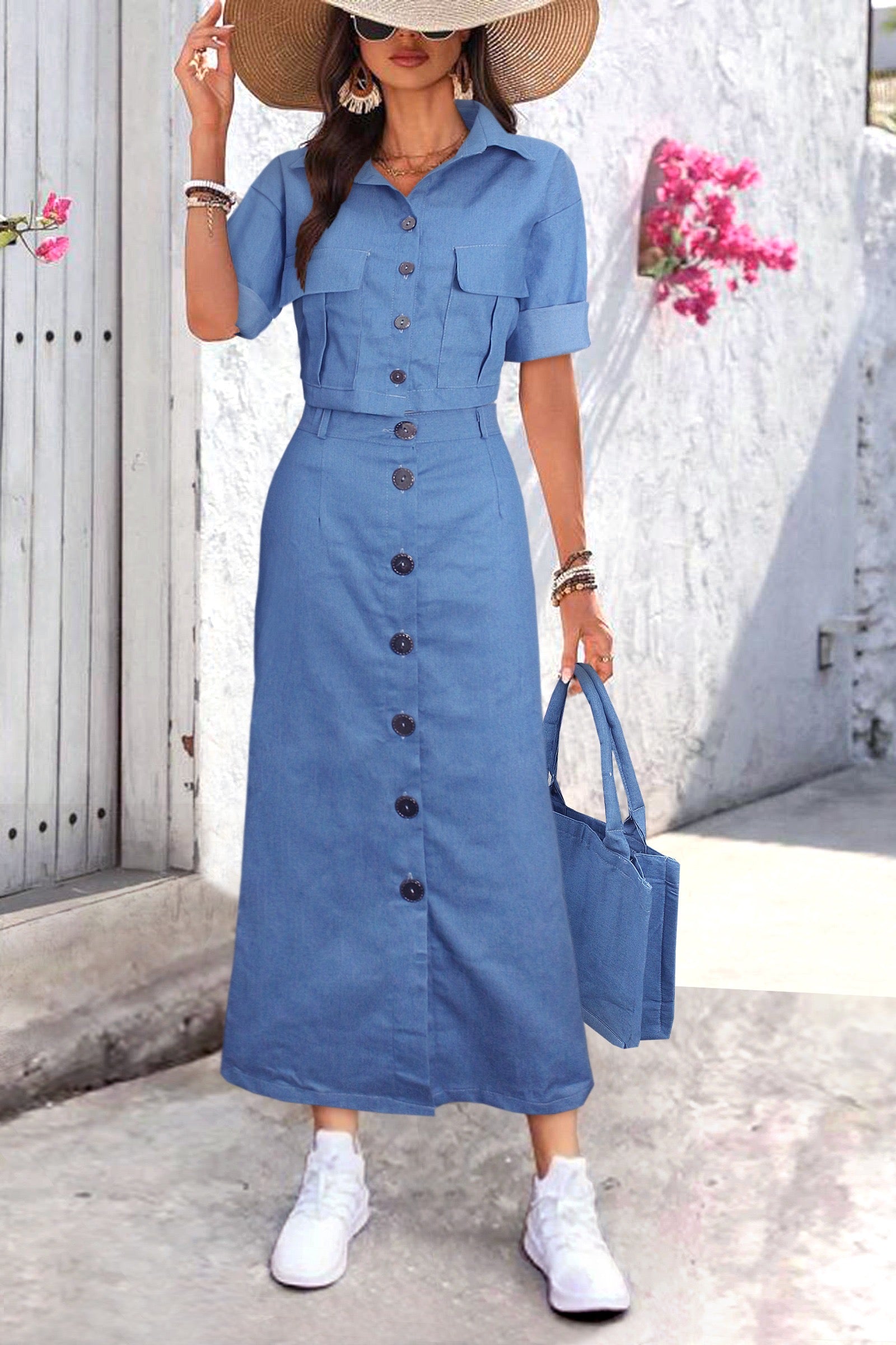 Denim Coord Set With Bag