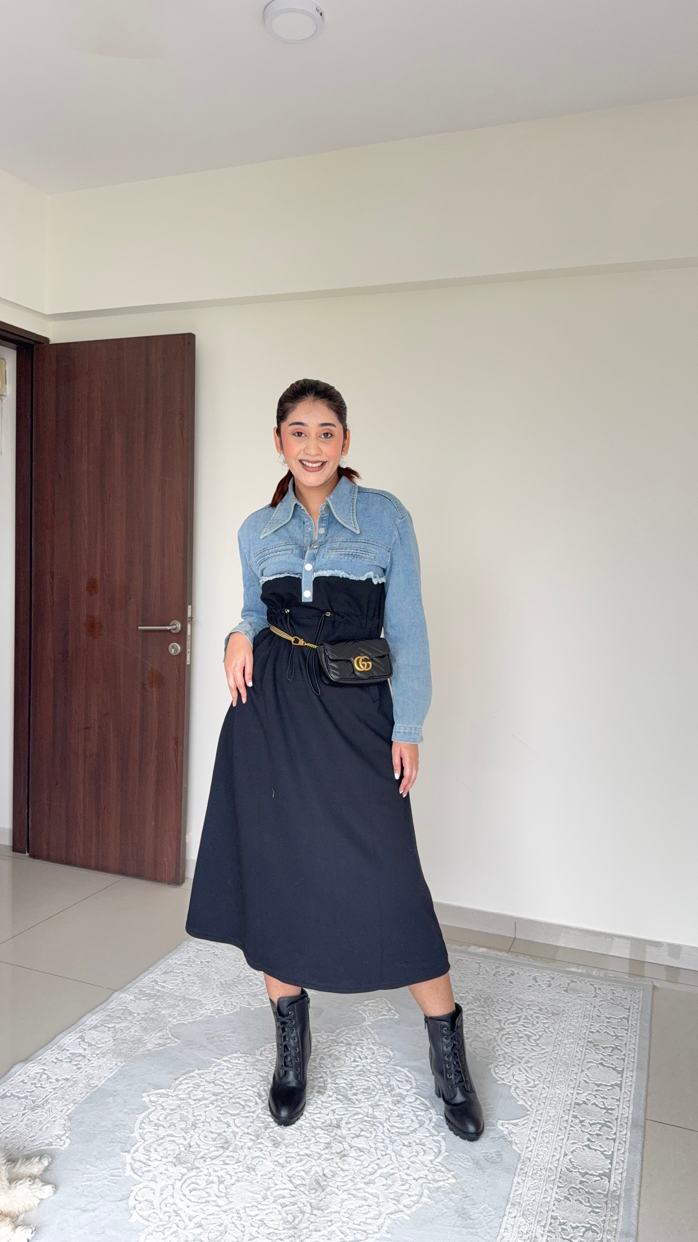 Denim Black Dress