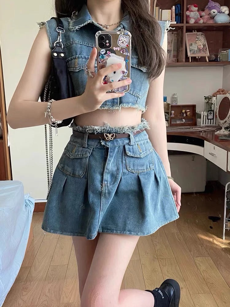 Skirt Denim Coord Set