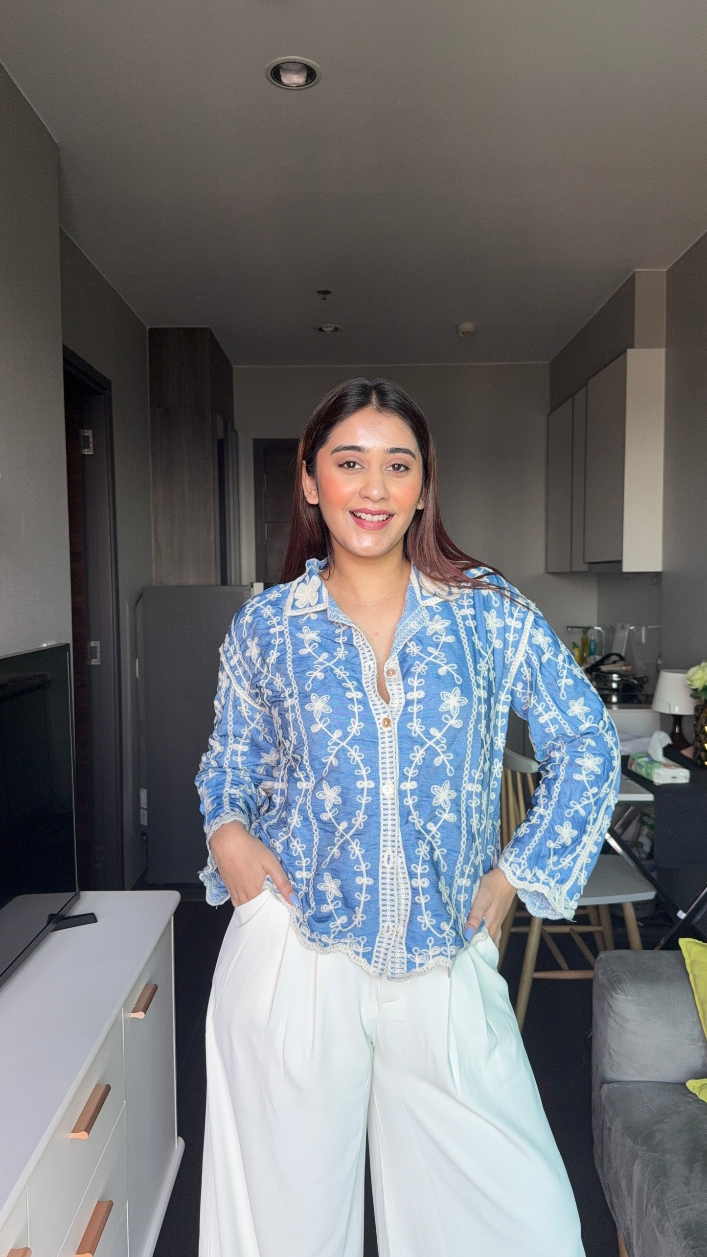 Crochet Floral Shirt