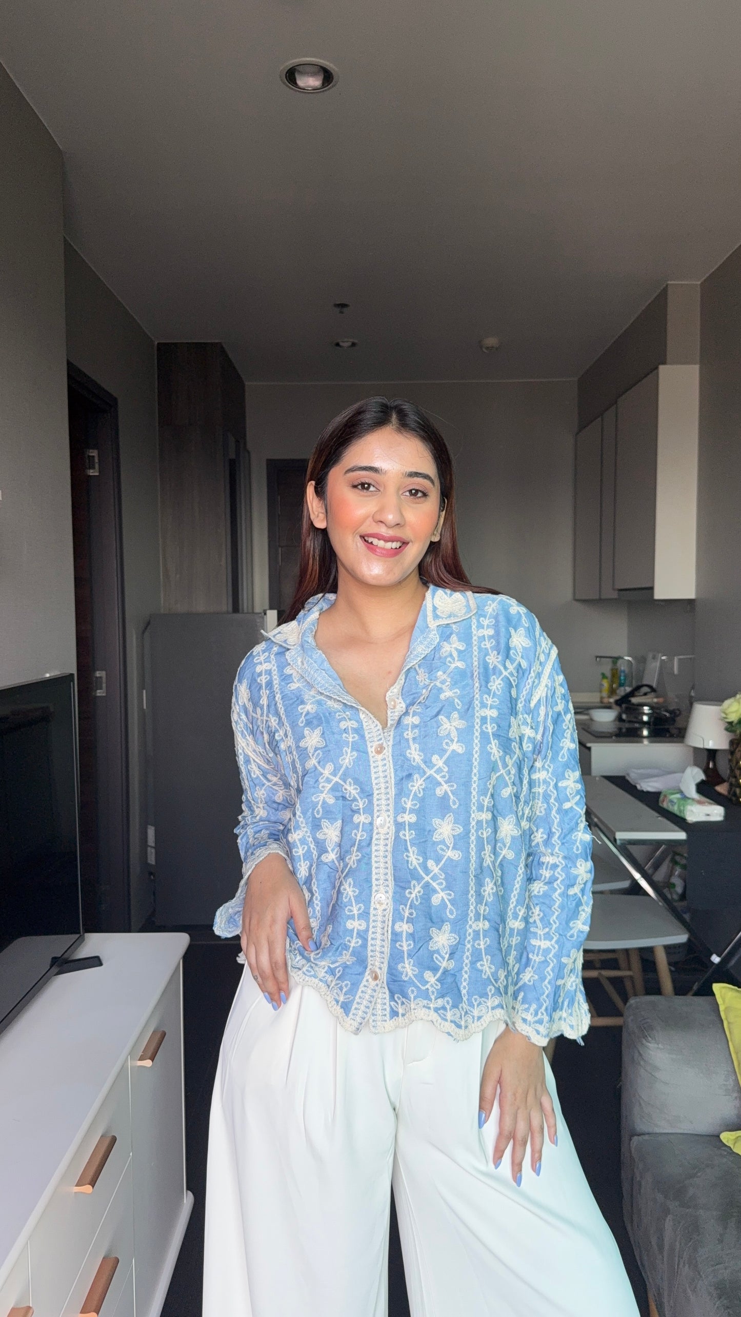 Crochet Floral Shirt